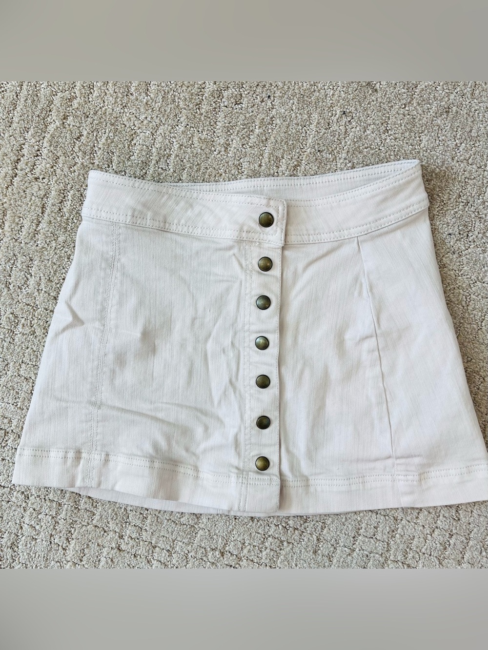 Free People White Button-Front Mini Skirt